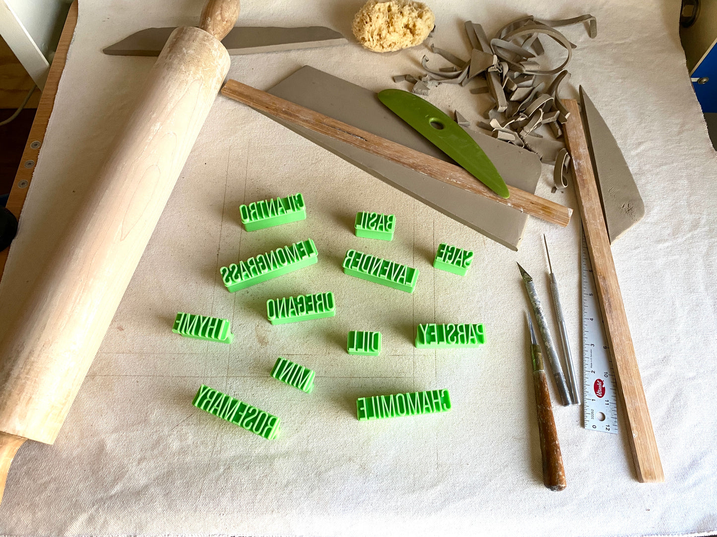 12 Common Herb Stamp Set